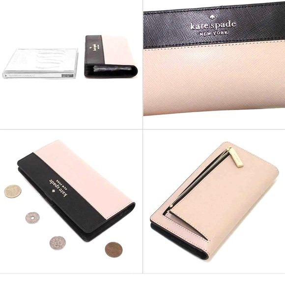 Kate Spade New York Staci colorblock large slim bifold wallet Blush Pink - Picture 5 of 6